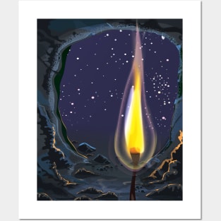 Lit Flame in a Cave Posters and Art